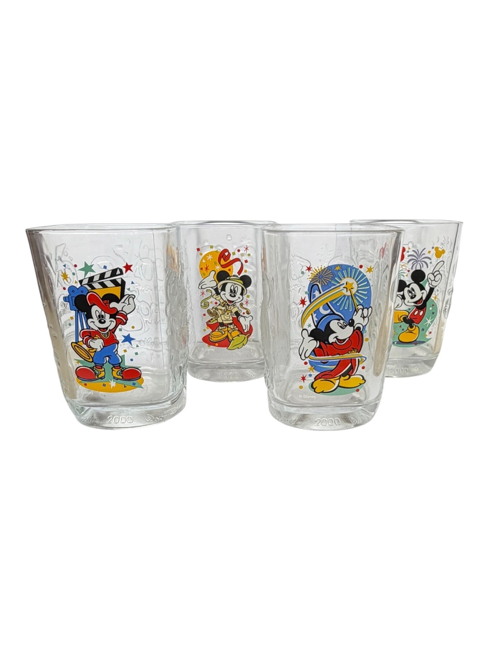 VTG 2000 Disney Mickey Mouse Millennium McDonald’s Collectible Glasses Set of 4